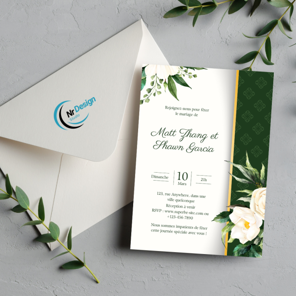 White and Blue Floral Wedding Invitation Mockup Instagram Post